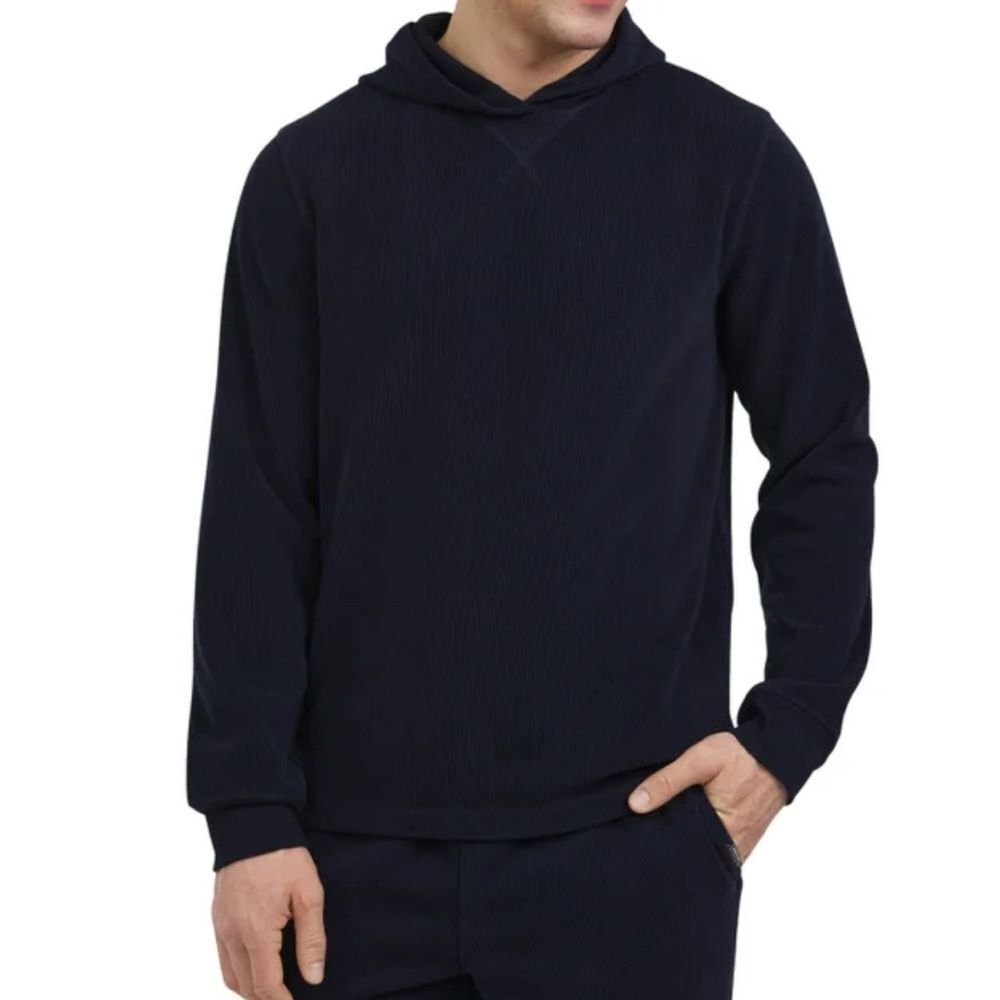 Eddie Bauer Men's Deep Blue Textured Lounge Hoodie